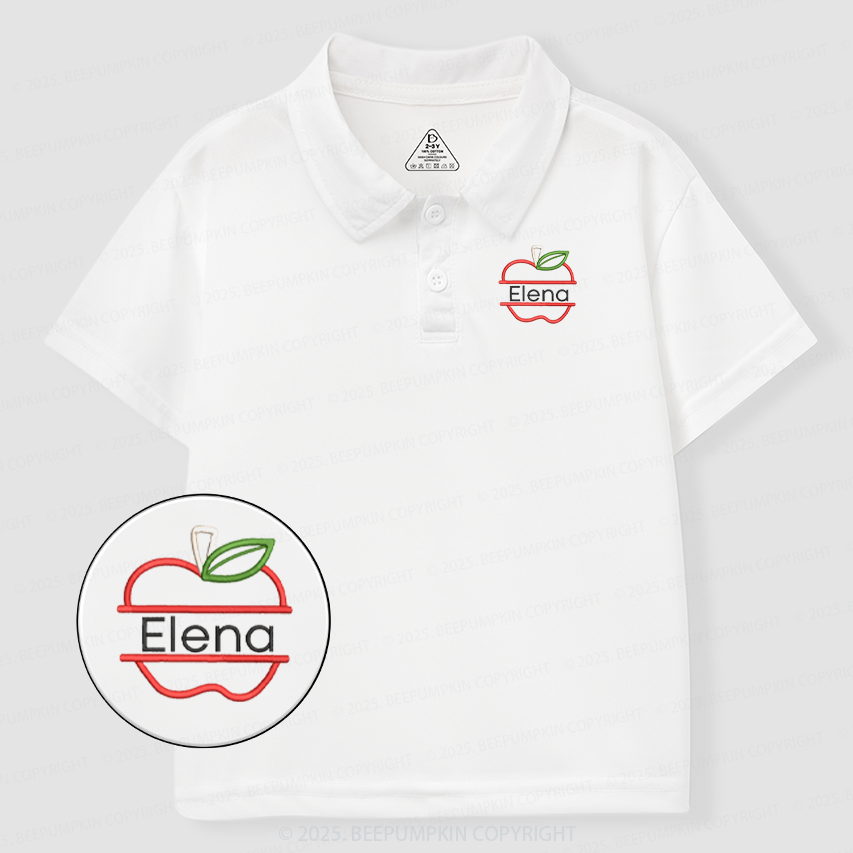 Embroidery Personalized Red Name Toddler&Kid's Polo Shirt Beepumpkin