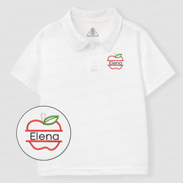 Embroidery Personalized Red Name Toddler&Kid's Polo Shirt Beepumpkin