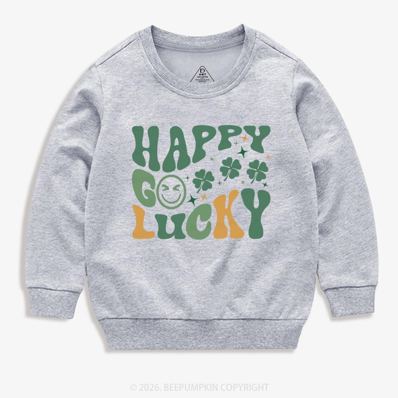 Happy Go Lucky Retro Kids Sweatshirt Sale-Beepumpkin™