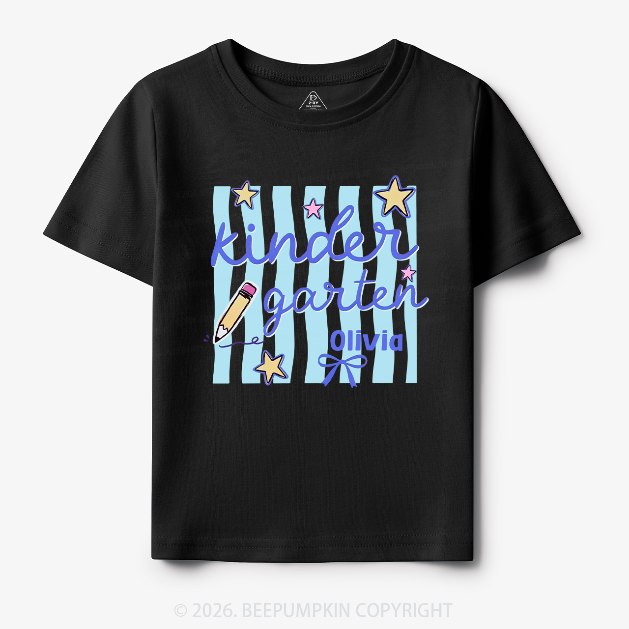 Personalized Retro Stripe Kindergarten Toddler&Kid's Tees