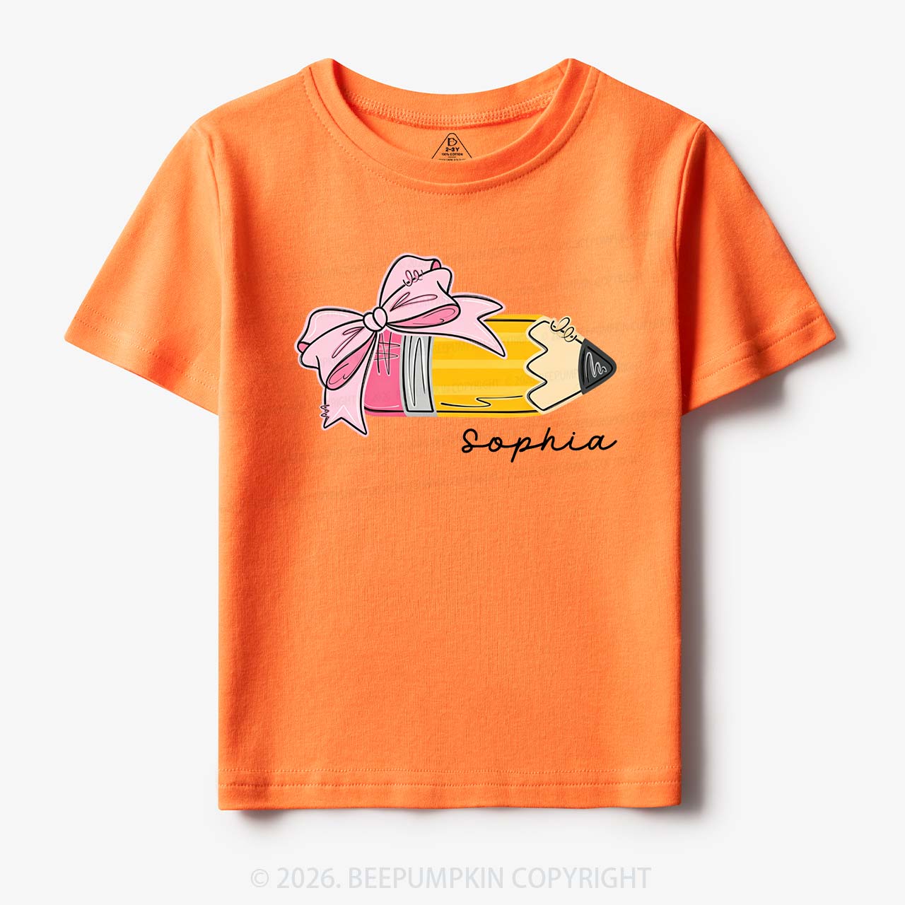 Personalized Name Girls Pencil With Bow Toddler&Kid's Tees