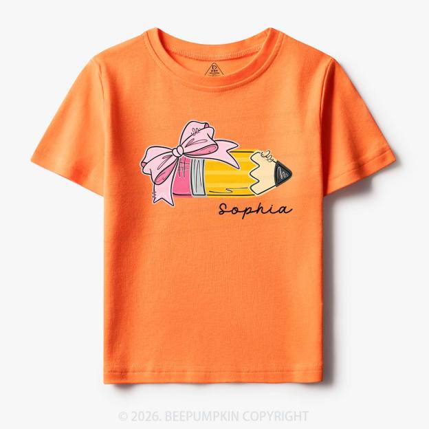 Personalized Name Girls Pencil With Bow Toddler&Kid's Tees
