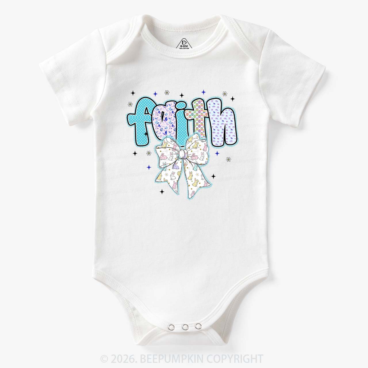 Blooming Faith Bunny Bow Baby Bodysuit