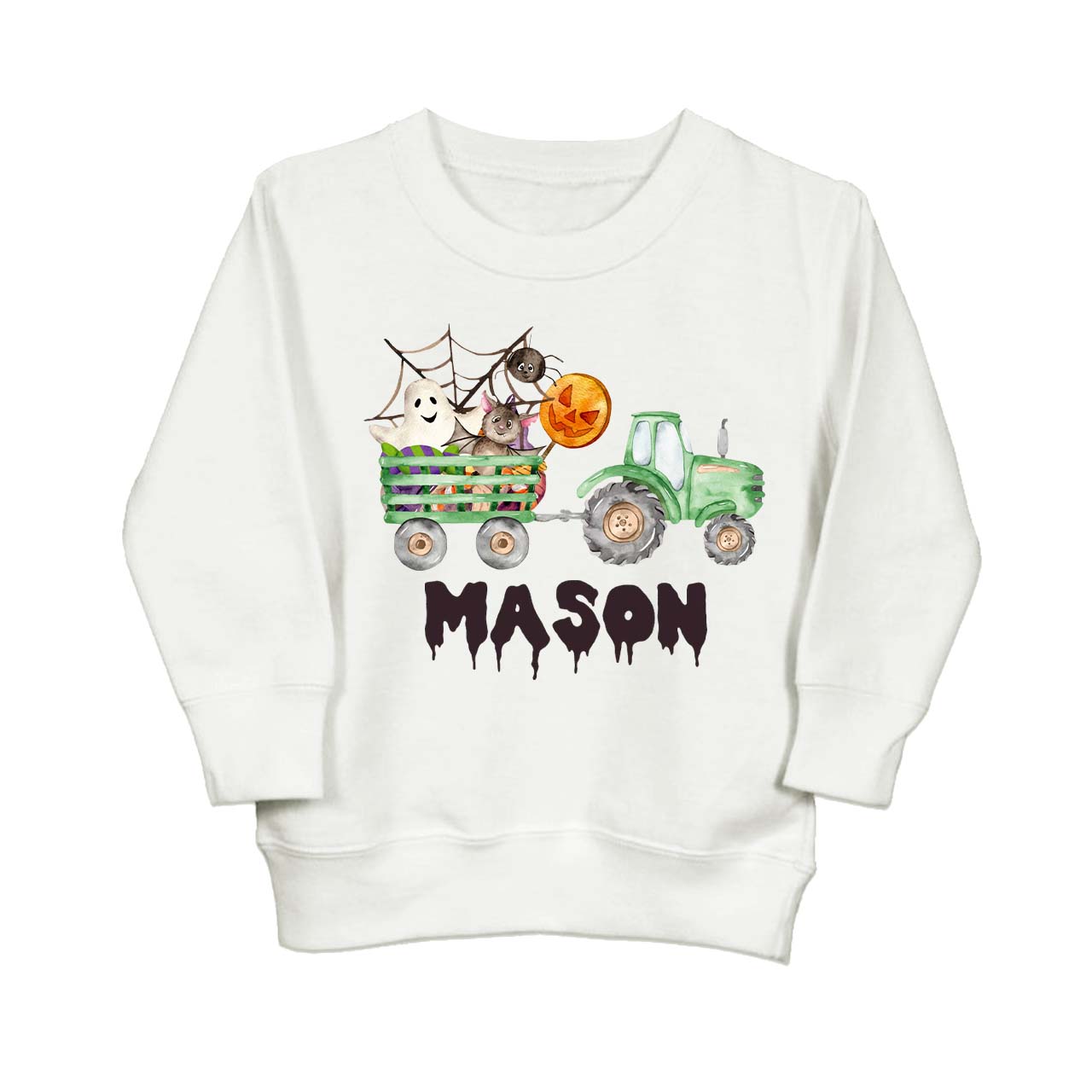 Custom Green Tractor Halloween Sweatshirt For Kids