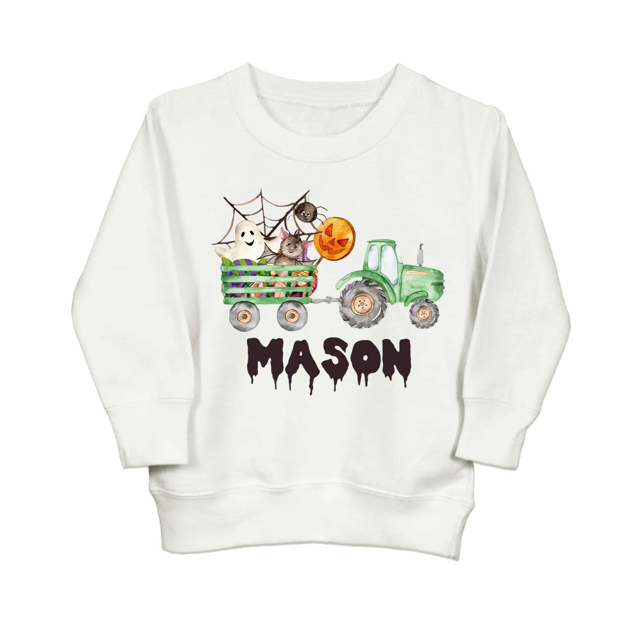 Custom Green Tractor Halloween Sweatshirt For Kids