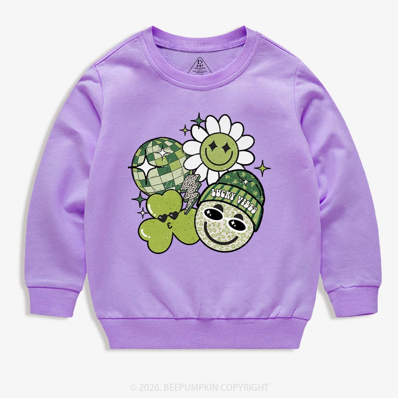 Disco Lucky Vibes St.Patricks Day Kids Sweatshirt