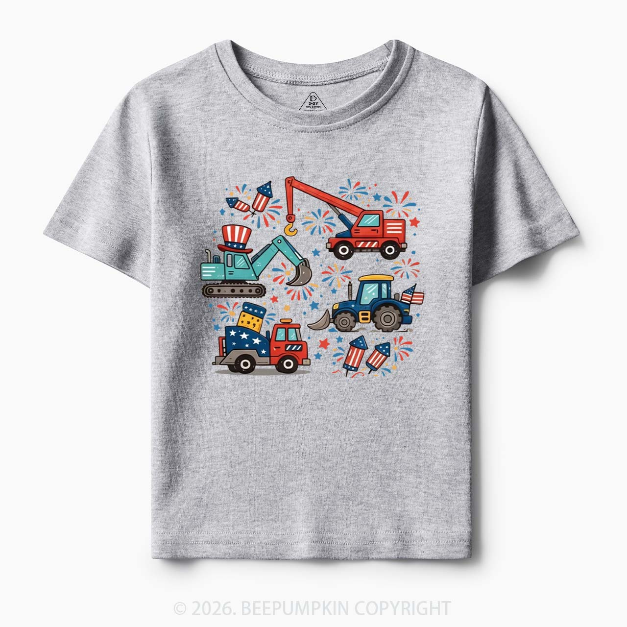 4th of July Construction Patriotic Truck Toddler&Kid's Tees