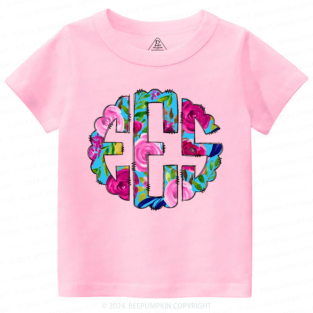 Personalized Floral Toddler&Kids Tees Beepumpkin
