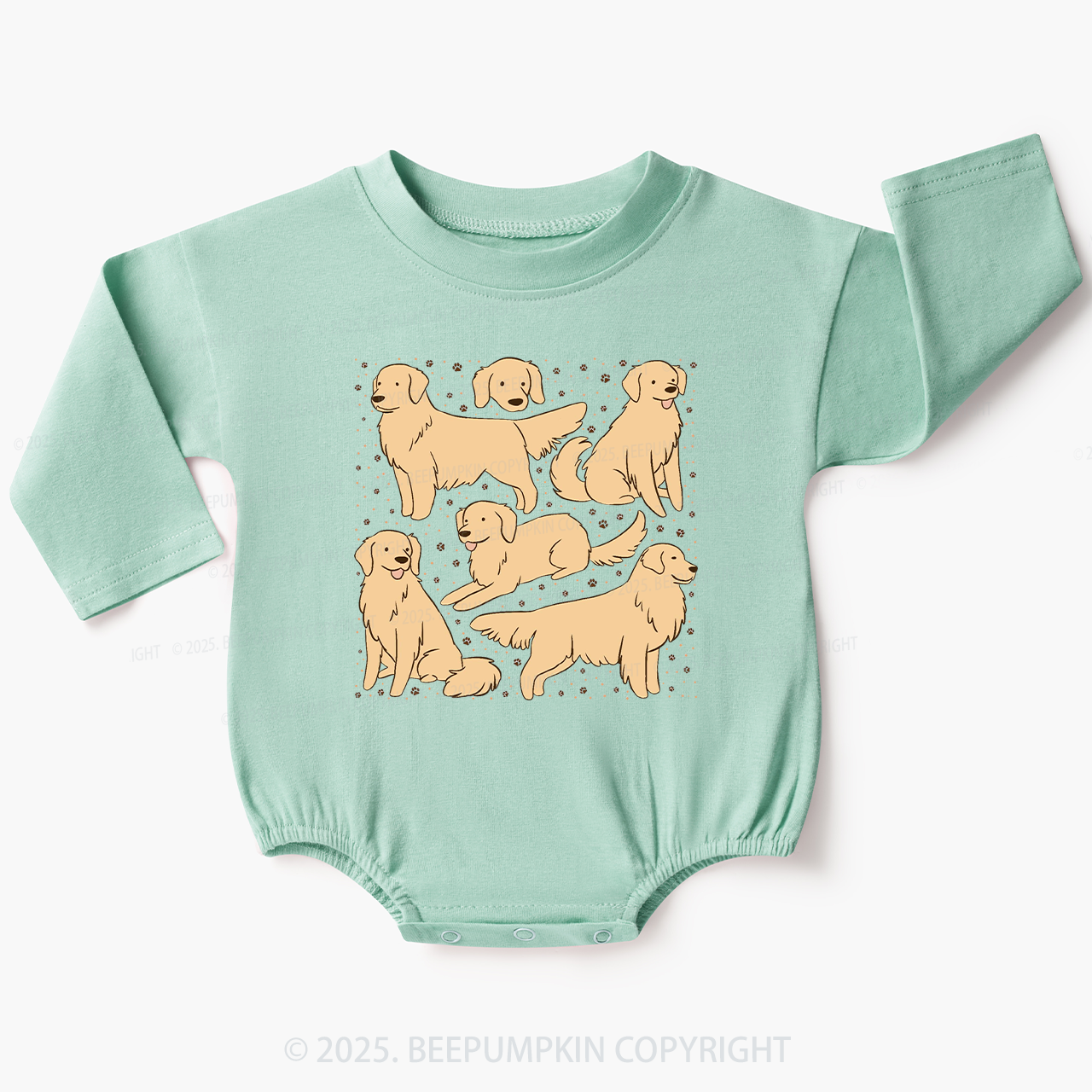 Golden Retriever Baby Bubble Romper Beepumpkin