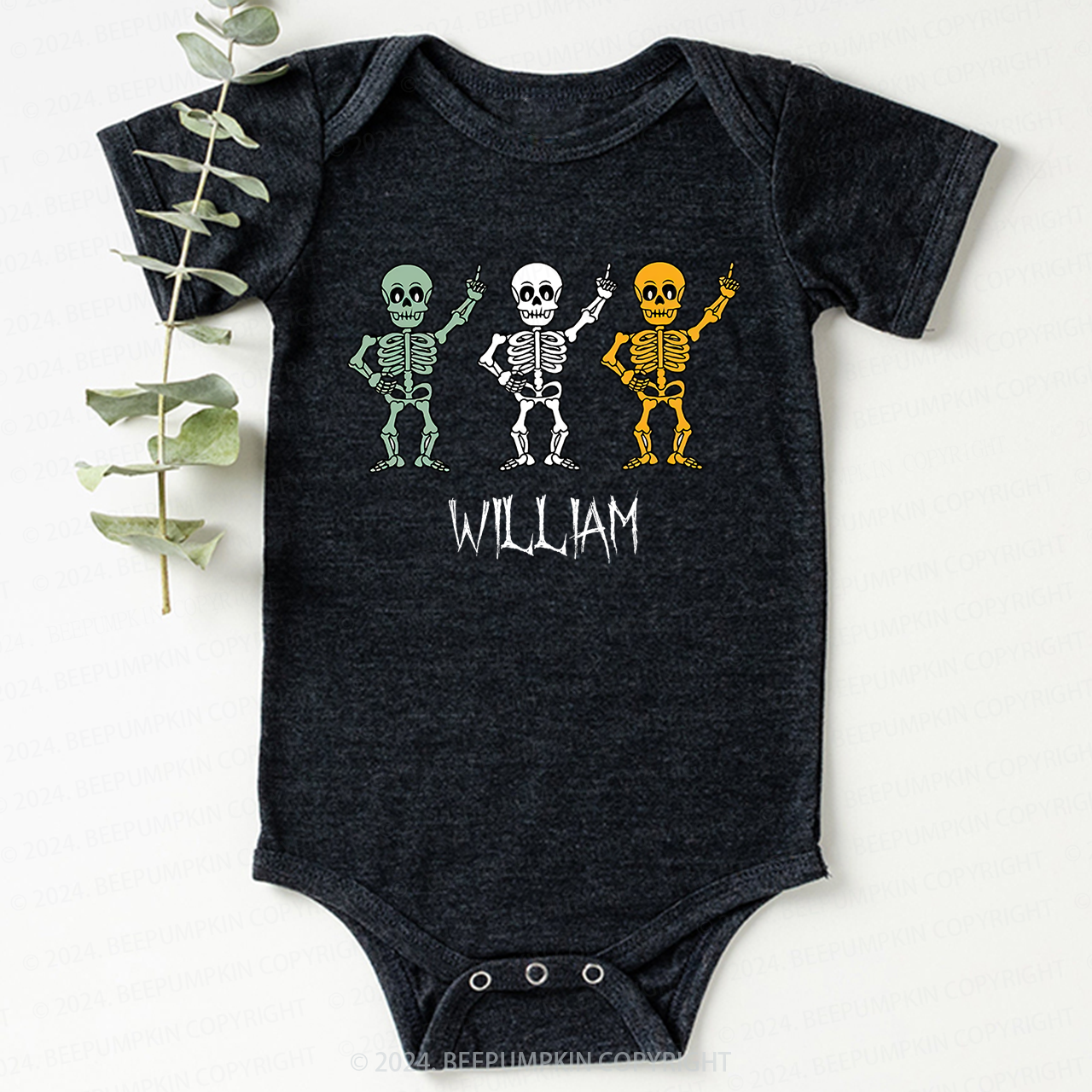 Personalized Halloween Skeleton Bodysuit For Baby