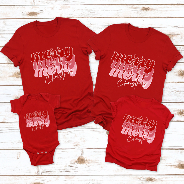 Merry Merry Merry Christmas Family Matching Shirt