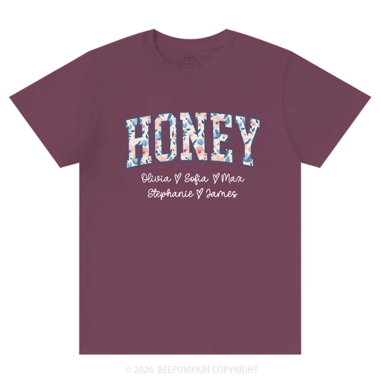 Personalized Floral with Names Mother's Day T-Shirts