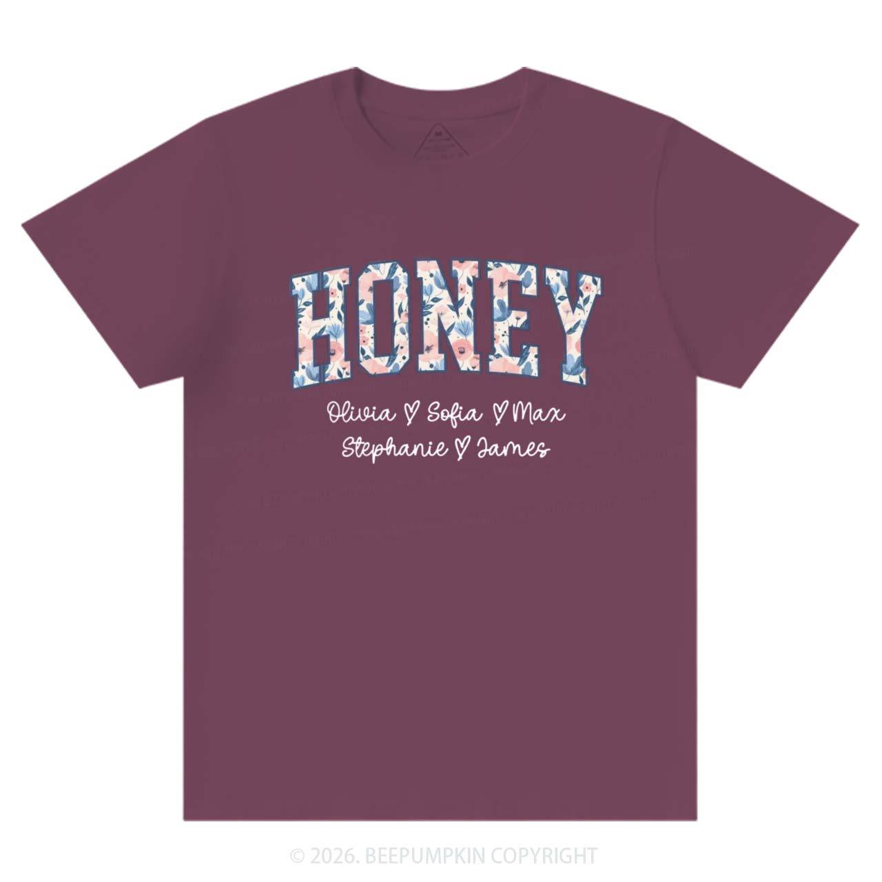 Personalized Floral with Names Mother's Day T-Shirts