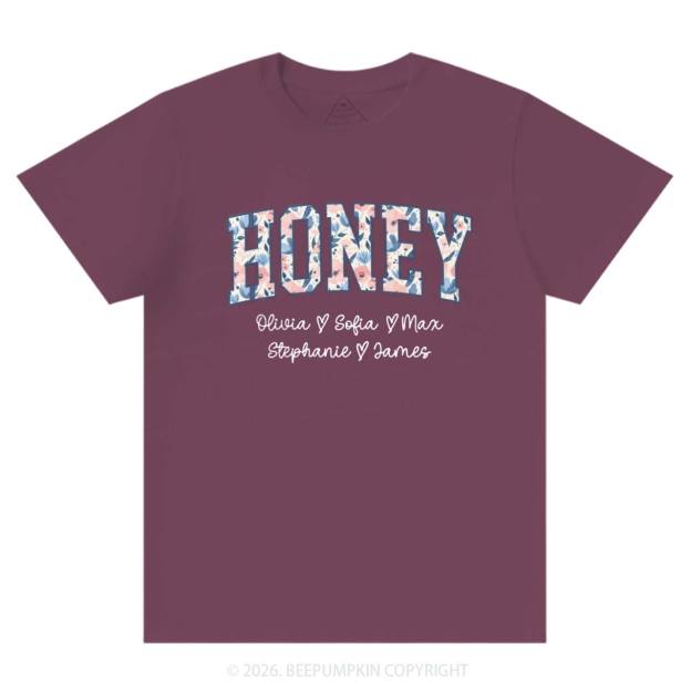 Personalized Floral with Names Mother's Day T-Shirts