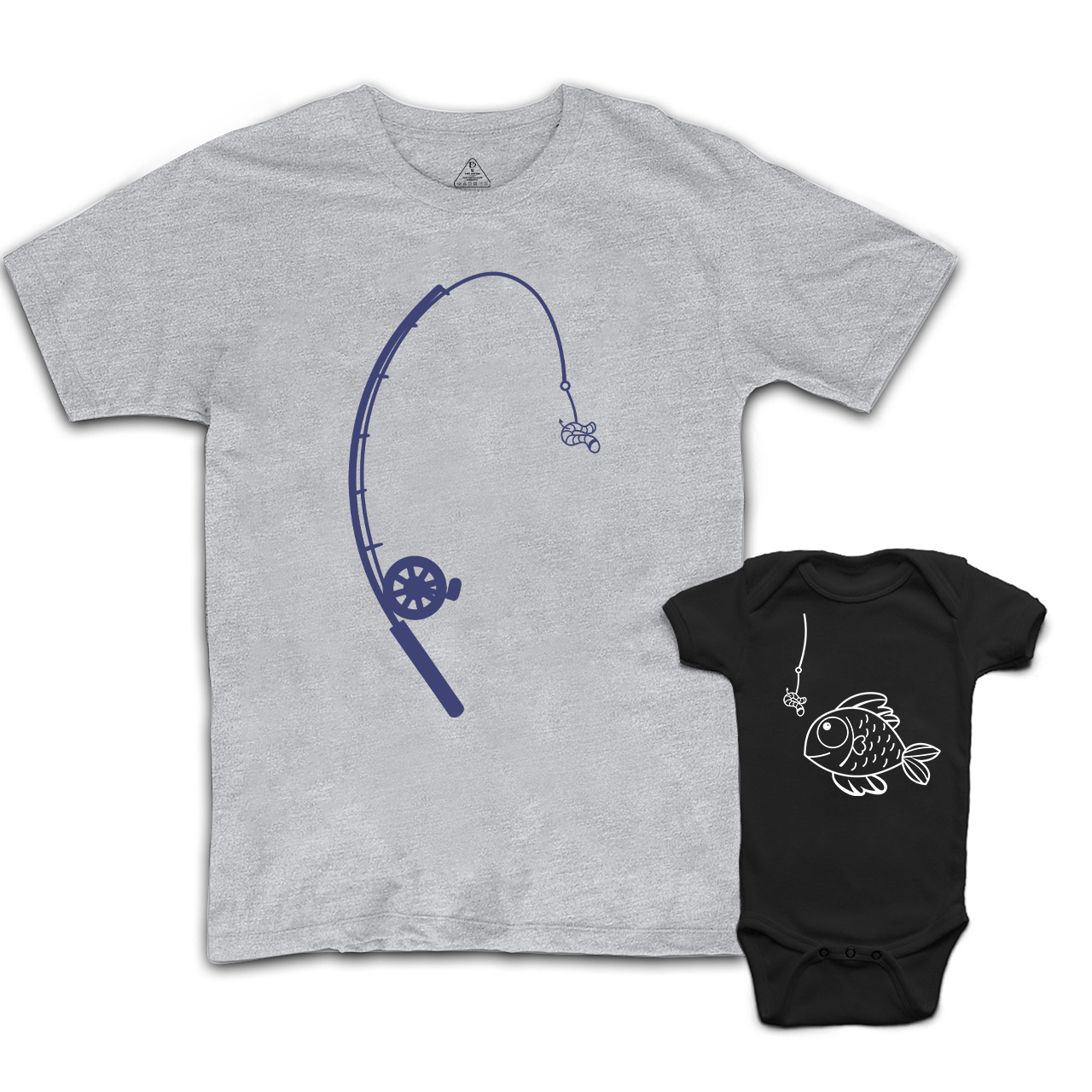 Matching Daddy And Me Tees With Fish And Fishing Pole