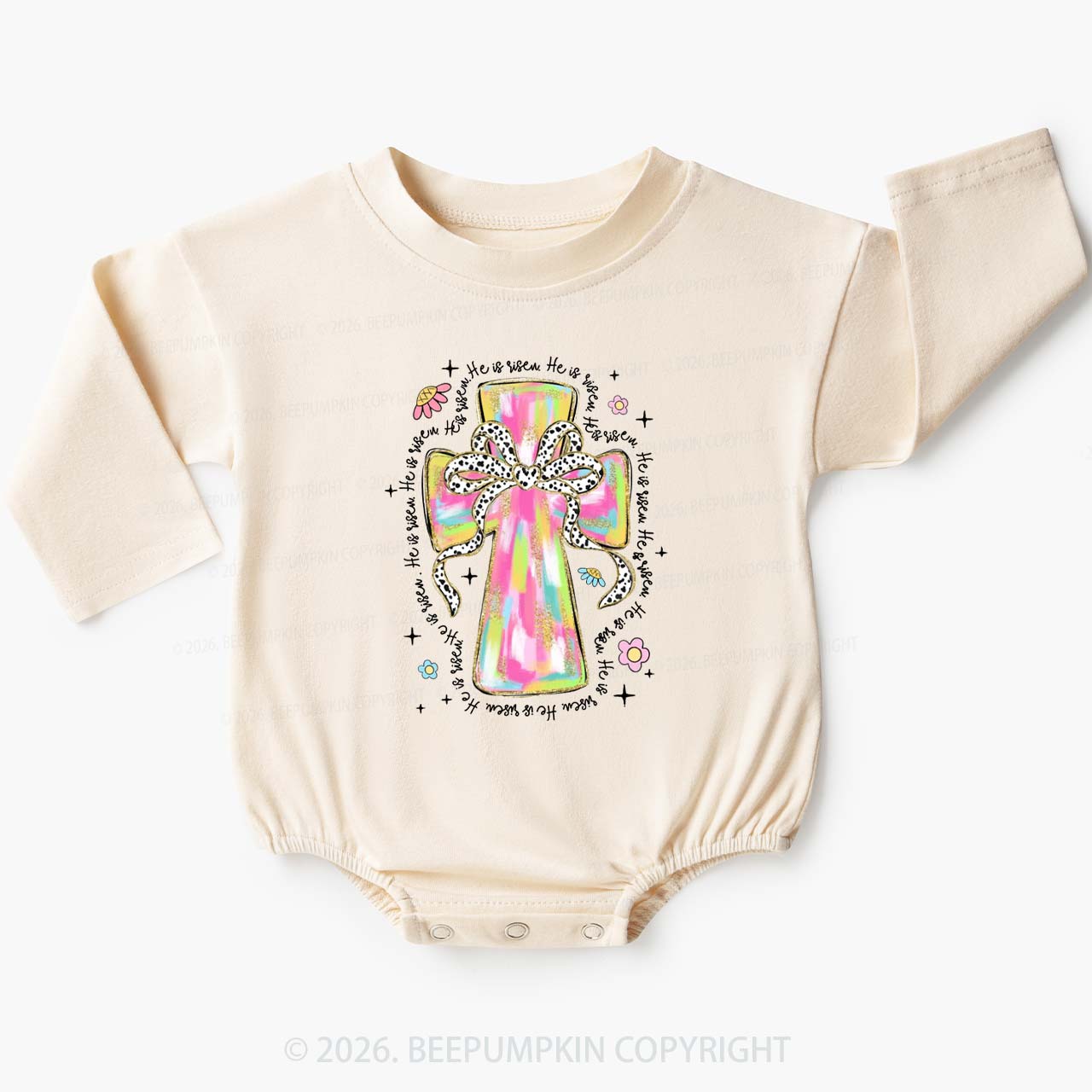 Pastel Easter Christian Baby Bubble Romper