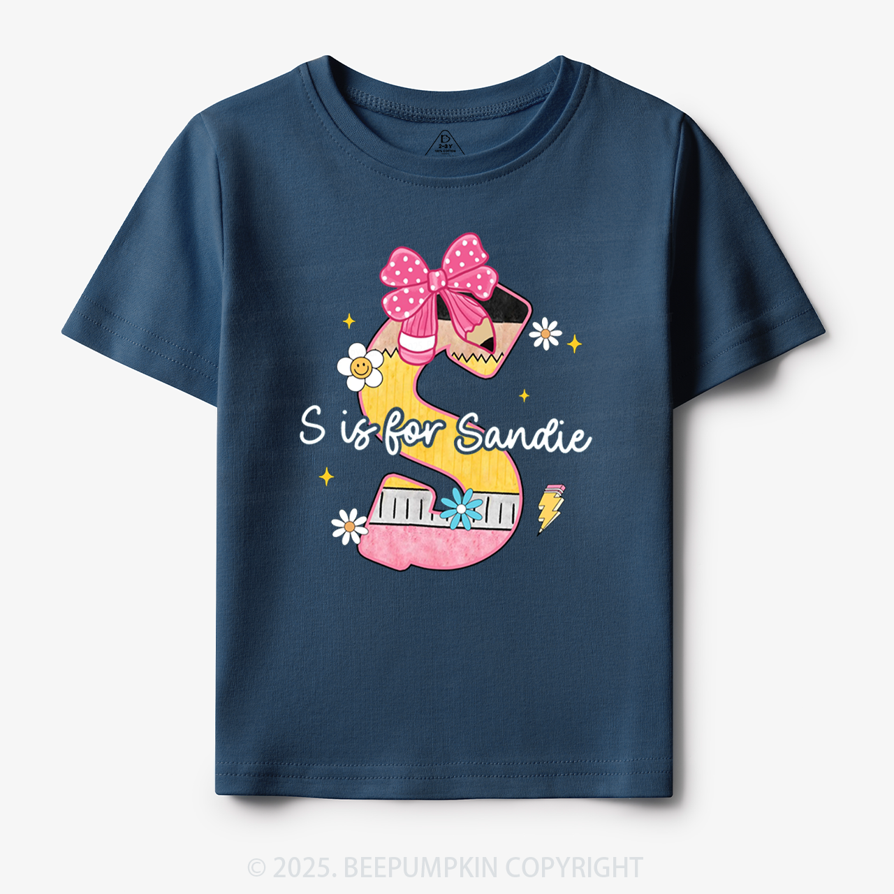 Personalized Pencil Bow Name Toddler&Kid's Tees Beepumpkin