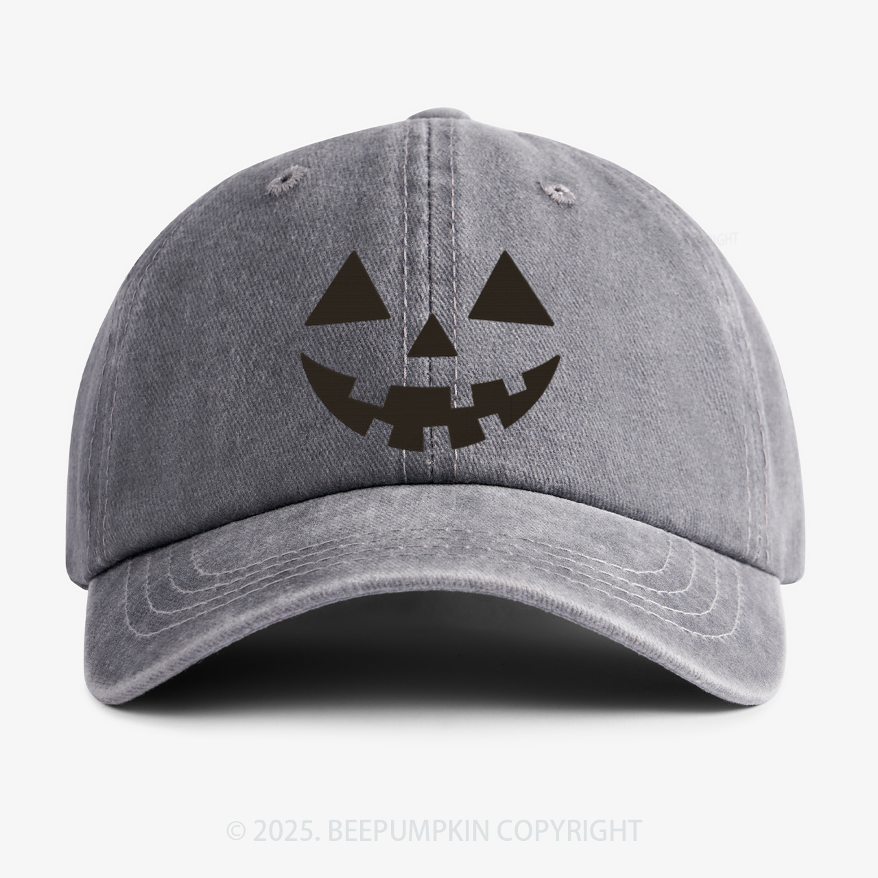 Jack-o-lantern Pumpkin Embroidered Washed Baseball Cap For Kids
