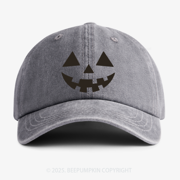 Jack-o-lantern Pumpkin Embroidered Washed Baseball Cap For Kids