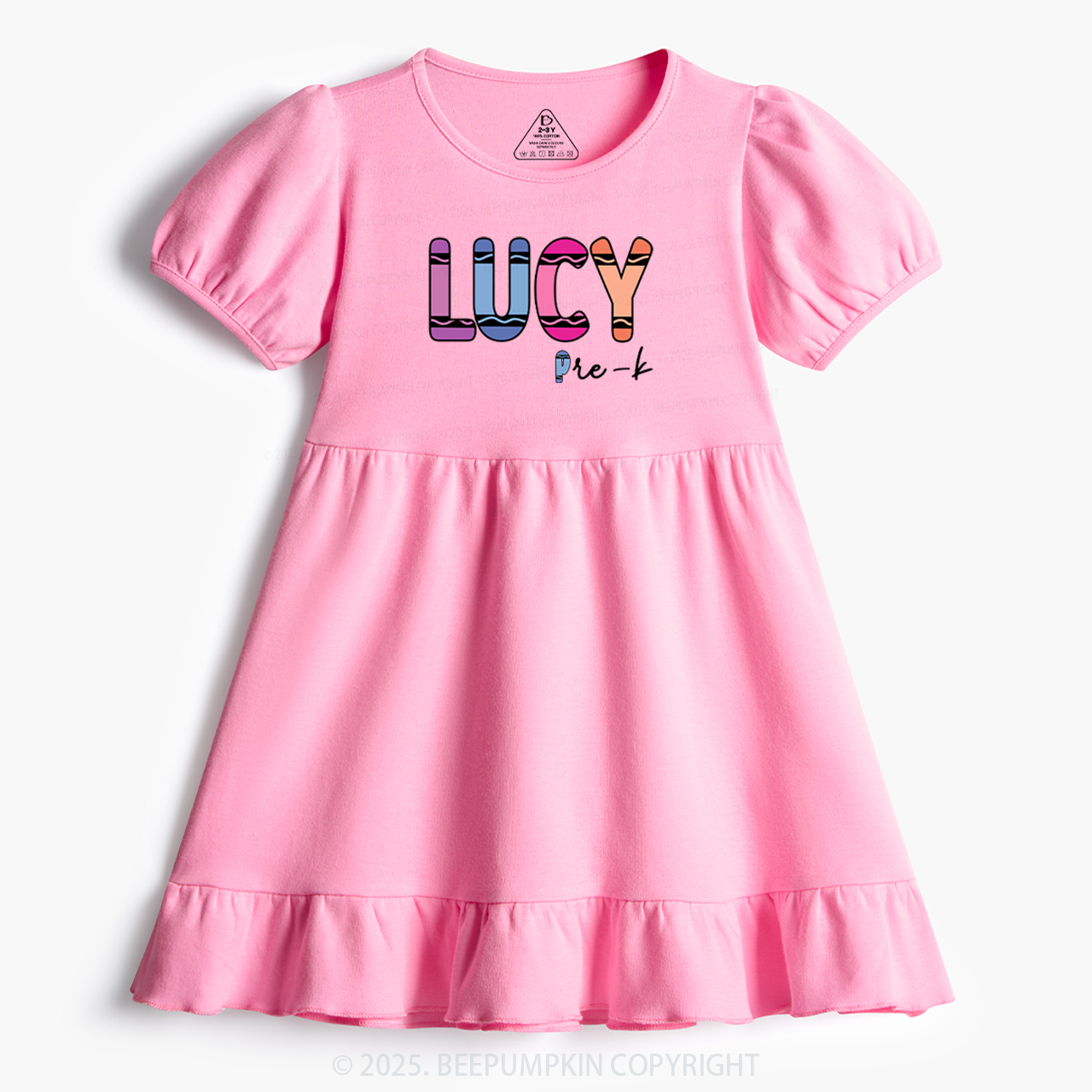 Personalized Colorful Name Magic Toddler&Kid's Ruffle Dress Beepumpkin 