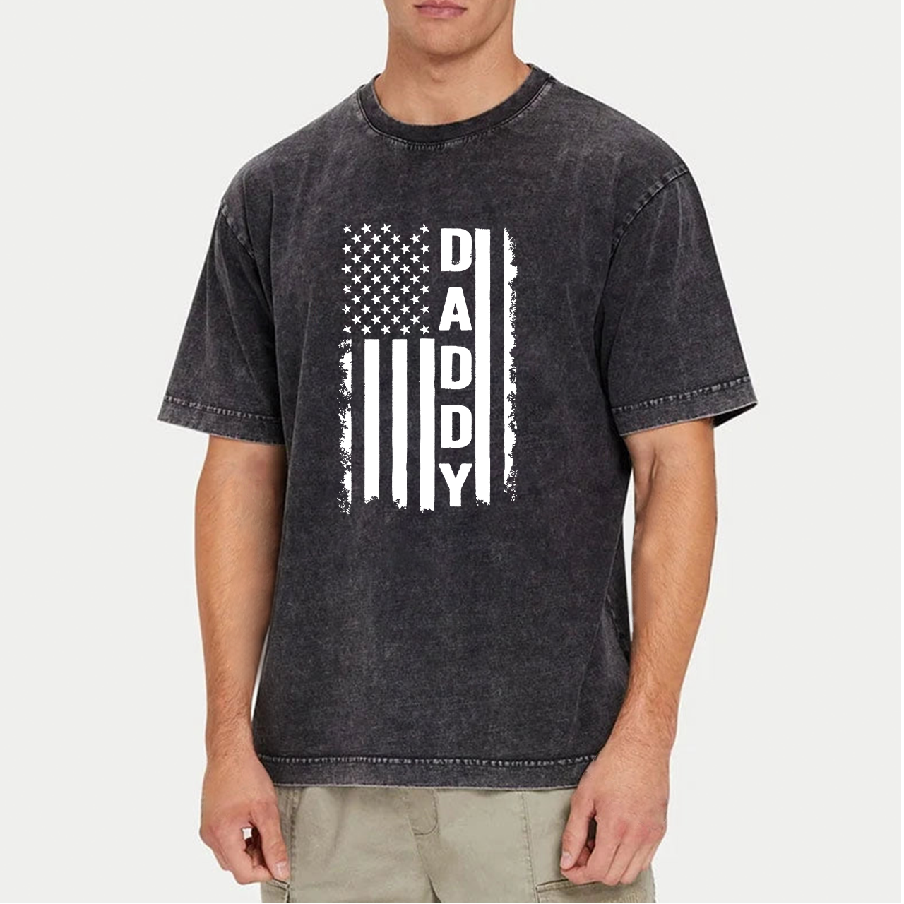 Daddy American Flag Dad Washed T-Shirts 