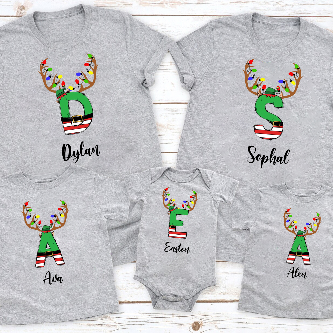 Christmas Elf Doodle Name Family Matching Shirt