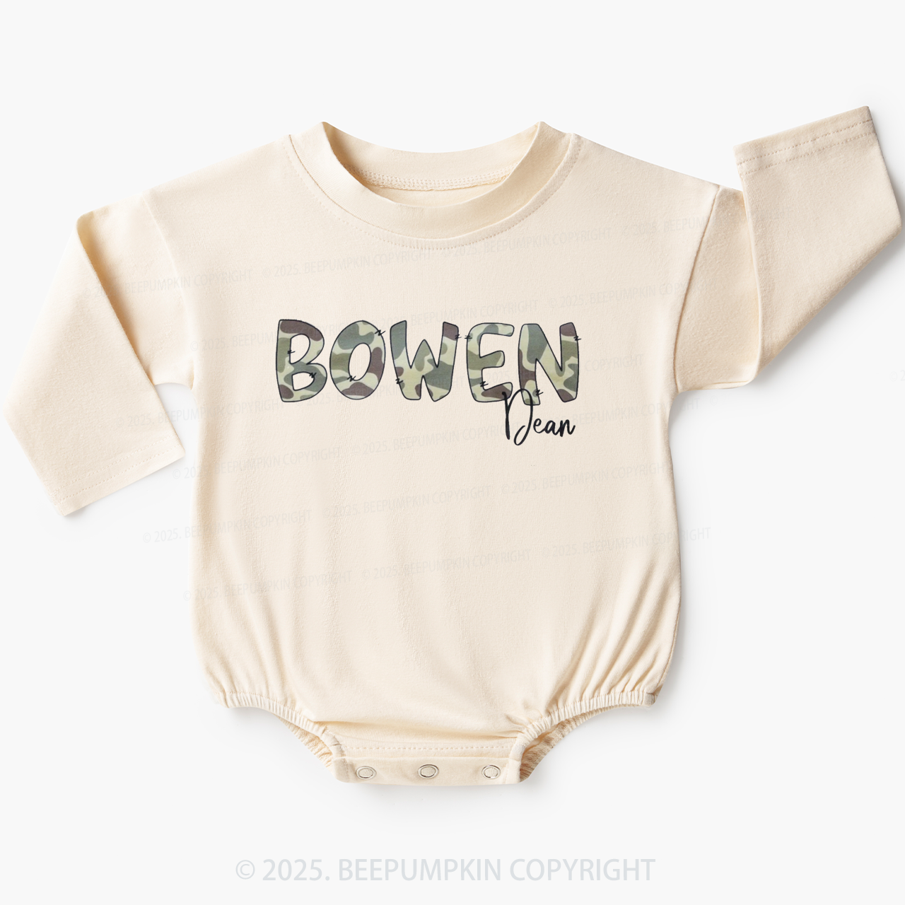 Personalized Camo Name Boy Baby Bubble Romper Beepumpkin