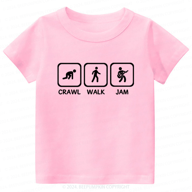Crawl Walk Jam Guitar Toddler&Kids Tees 8