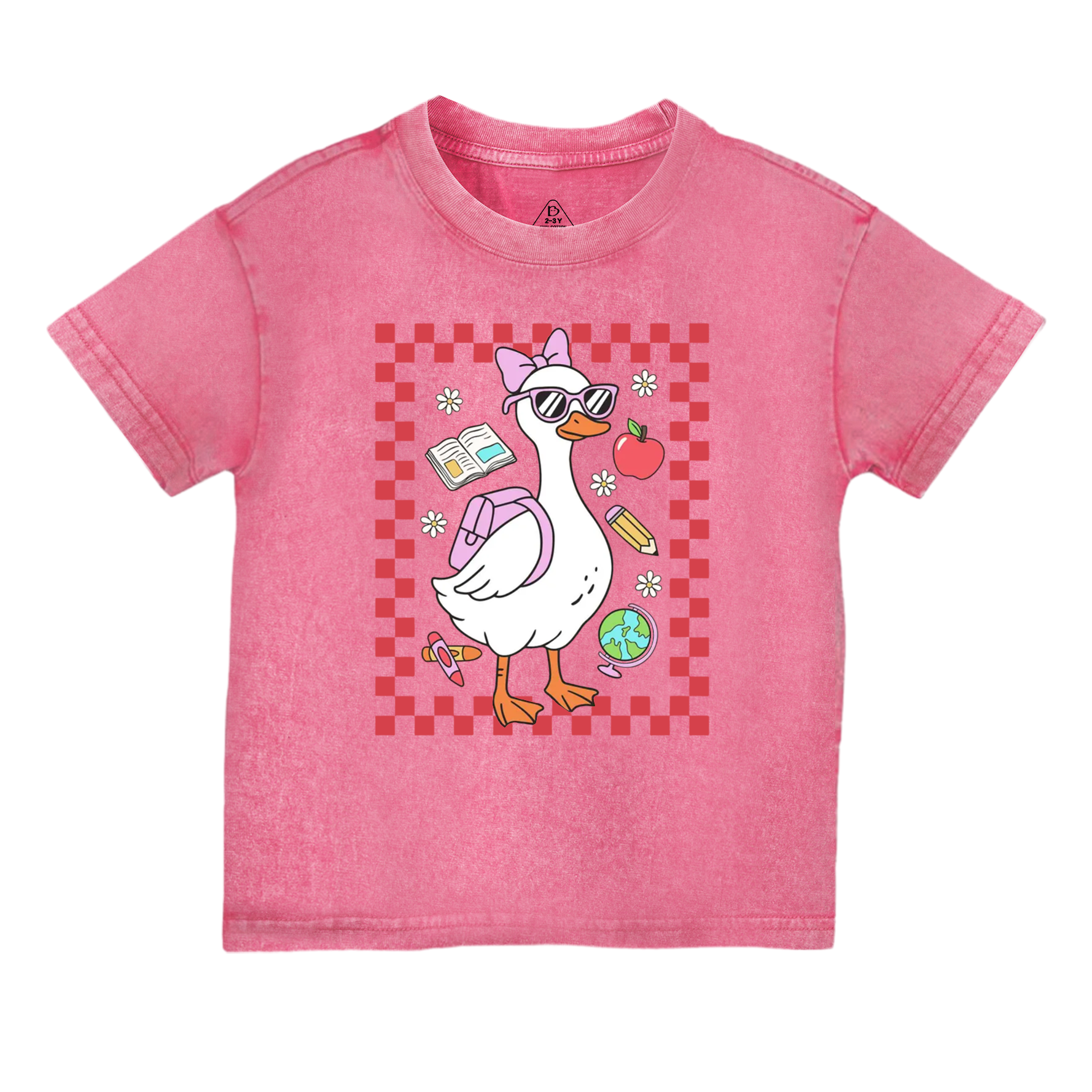 Back To School Girl Goose Toddler&Kids Washed Tees
