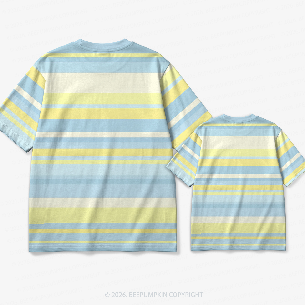 Retro Lemon Sky Stripe Family Matching Ringer T-Shirt