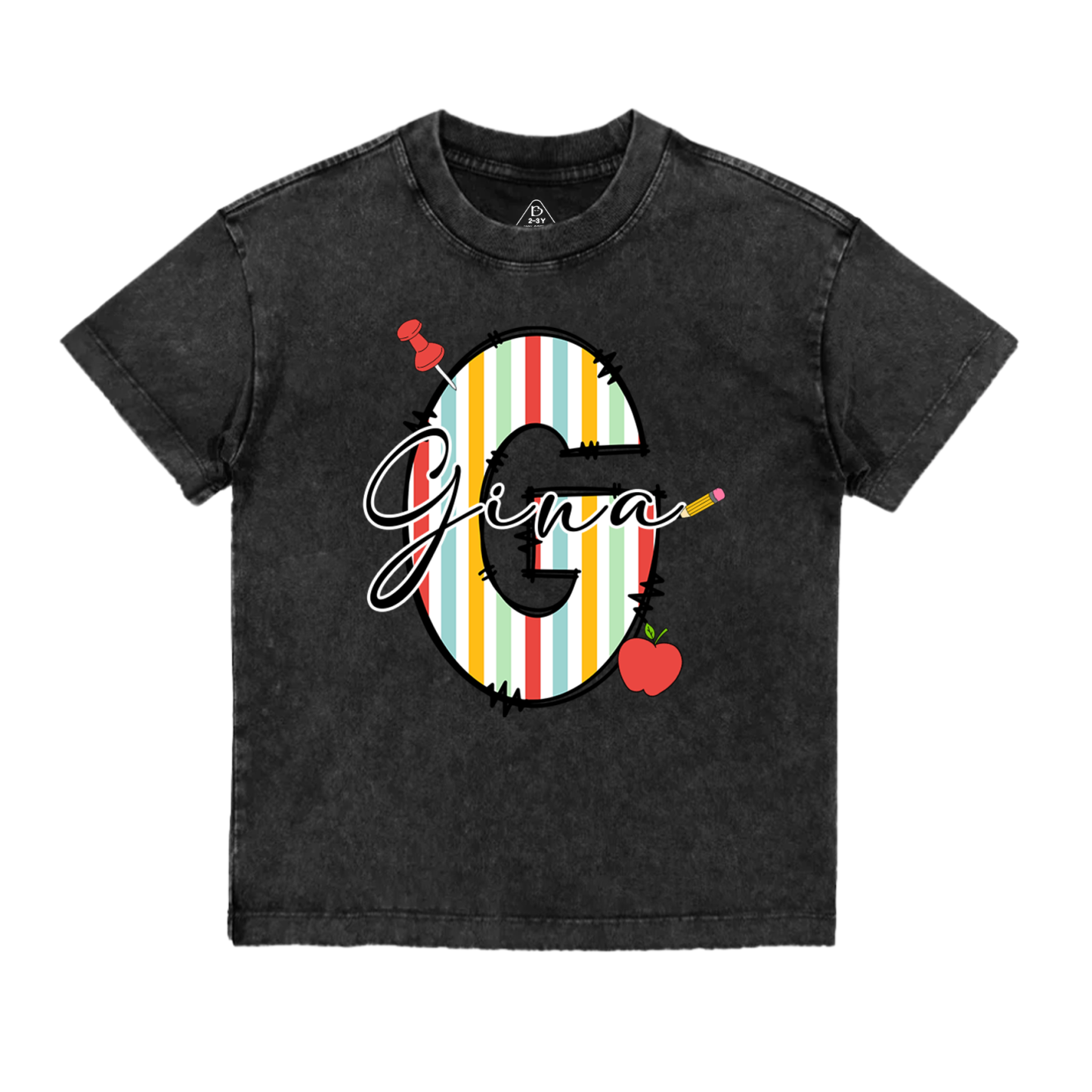 Personalized Alphabet Toddler&Kids Washed Tees