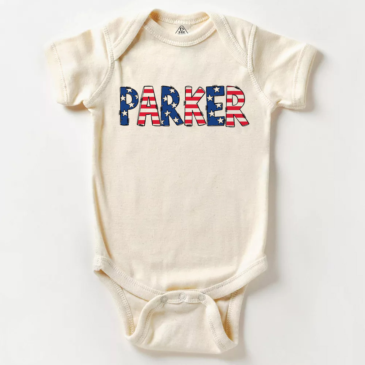 Personalized Name Patriotic Letters  Bodysuit Beepumpkin