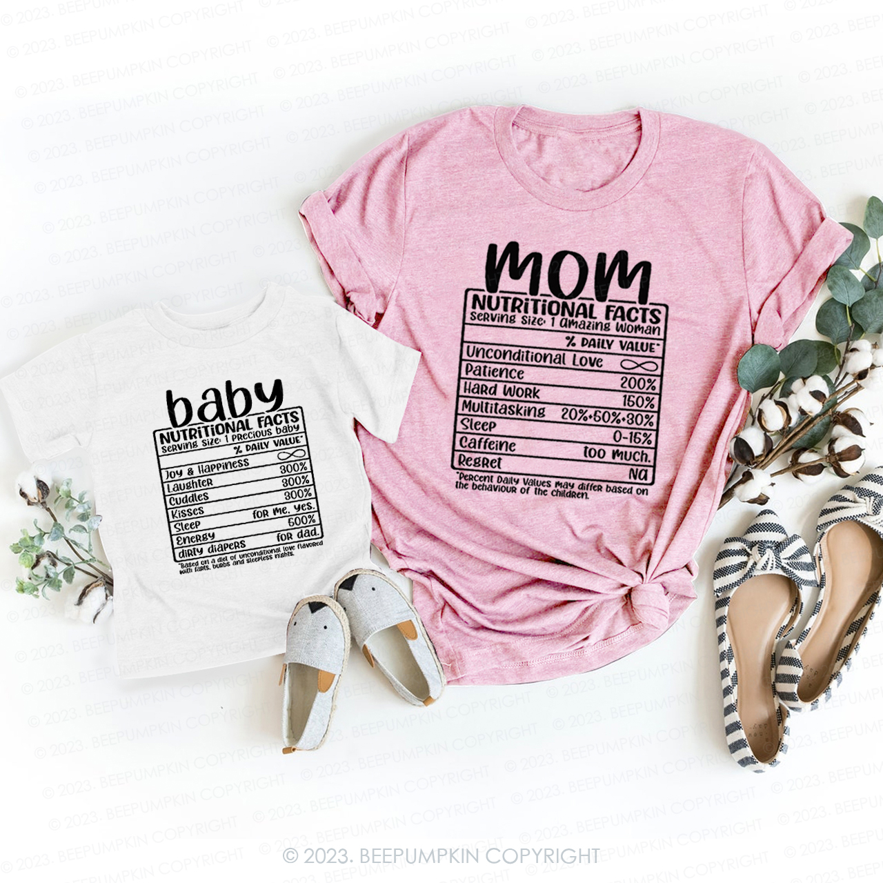 Nutritional Facts Mom Baby T-Shirts For Mom&Me