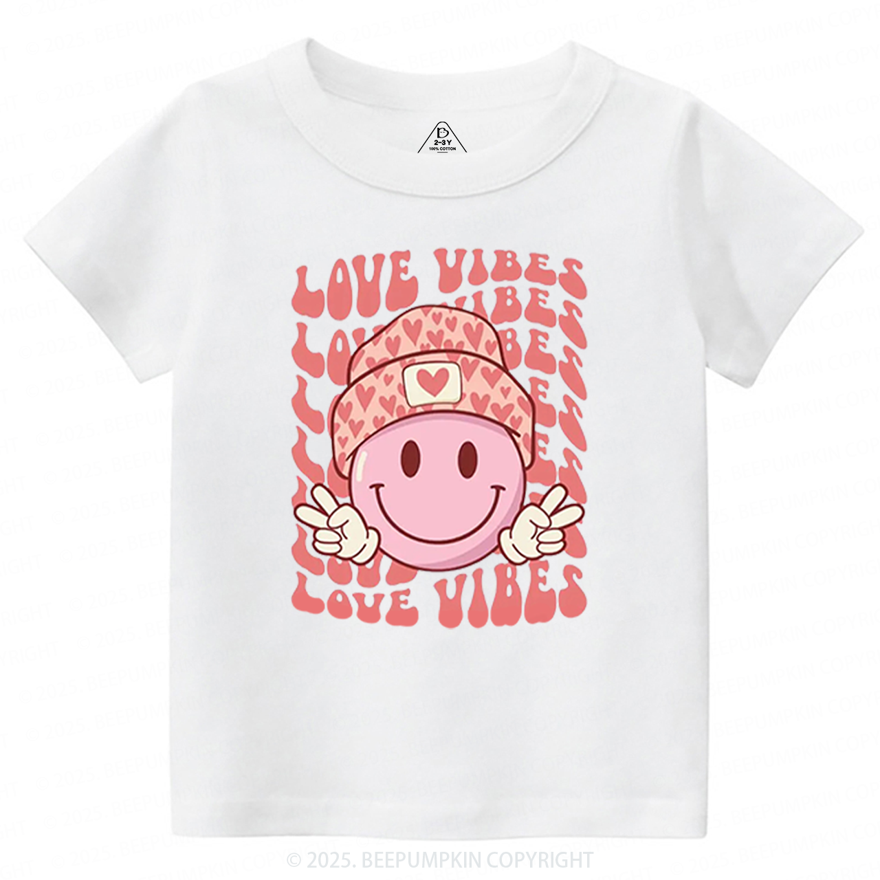 Love Vibes Valentines Day Toddler&Kids Tees Beepumpkin