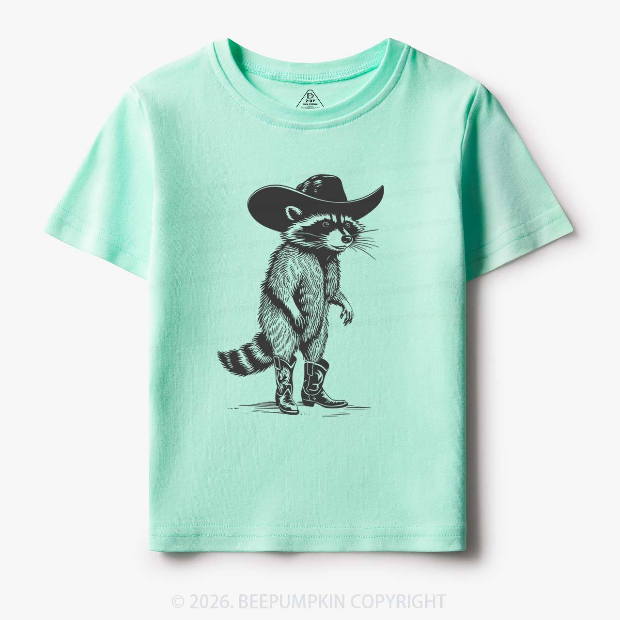 Funny Western Raccoon Cowboy Toddler&Kid's Tees
