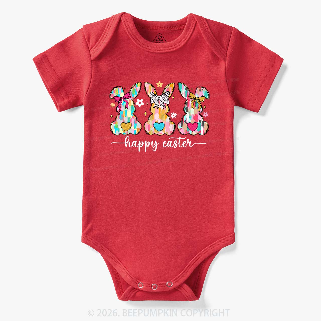 Pastel Brush Happy Easter Bunnies Baby Bodysuit