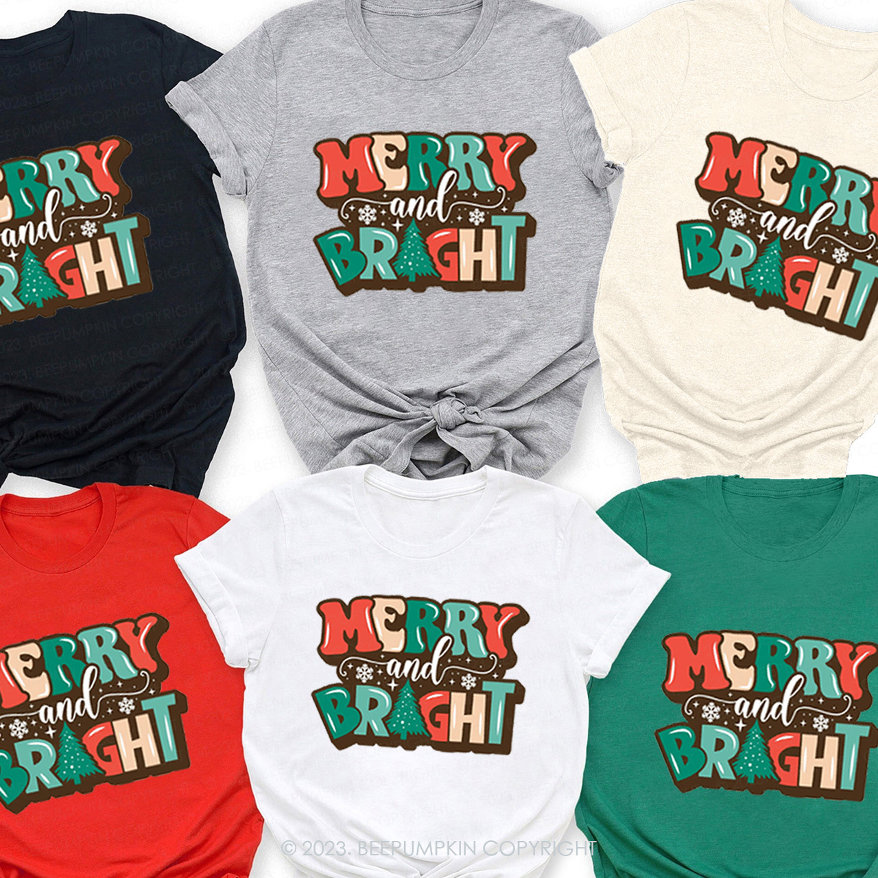 Happy Christmas Merry And Bright Shirts For Family Beepumpkin