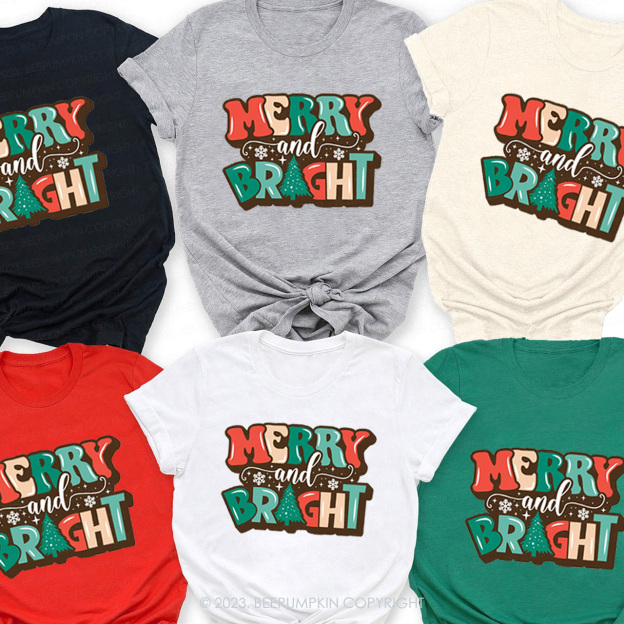 Happy Christmas Merry And Bright Shirts For Family Beepumpkin