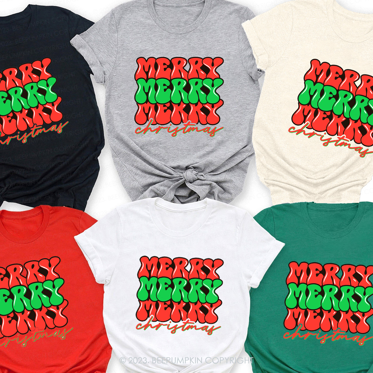 Merry Christmas Happy Christmas Matching Tees For Family Beepumpkin
