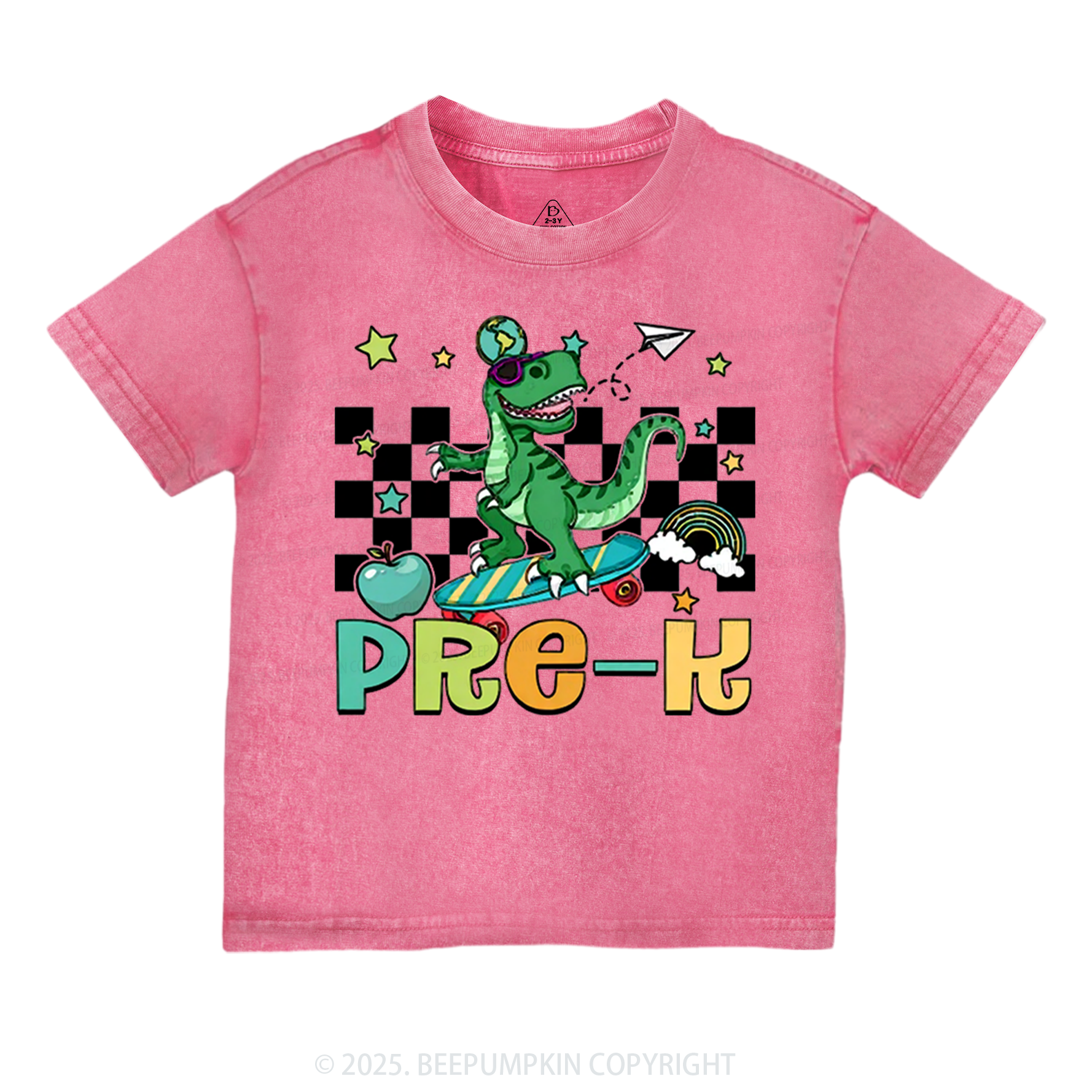 Personalized T-Rex For Boy Toddler&Kids Washed Tees