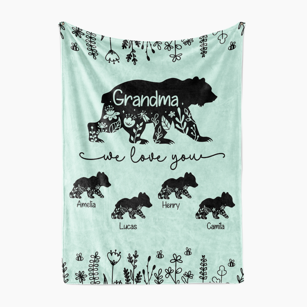 Personalized Grandma Bear Hugs Fleece Blanket