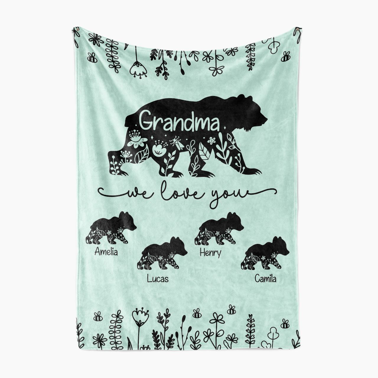 Personalized Grandma Bear Hugs Fleece Blanket