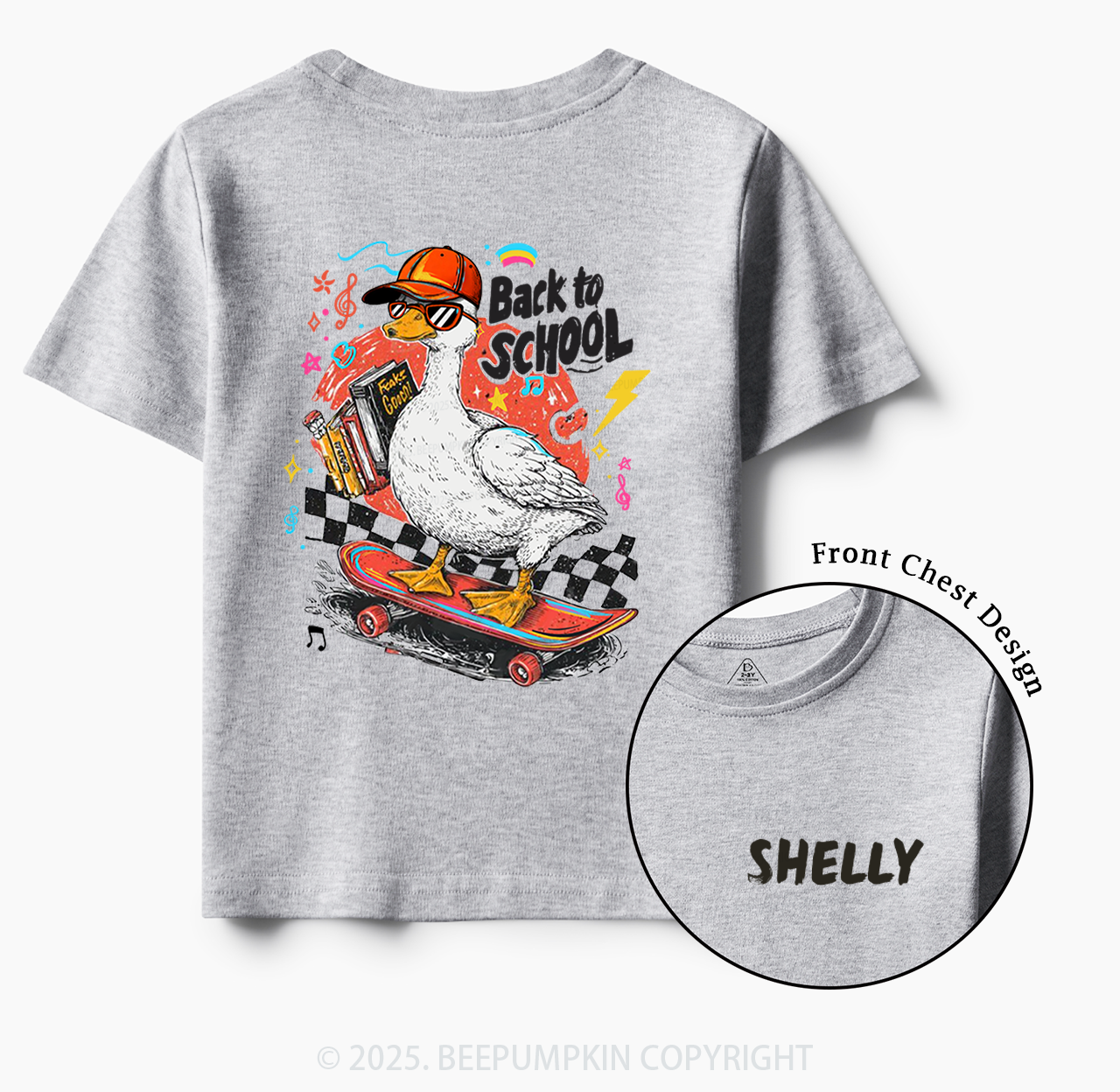 Personalized Funny Skateboard Goose Toddler&Kid's Tees Beepumpkin