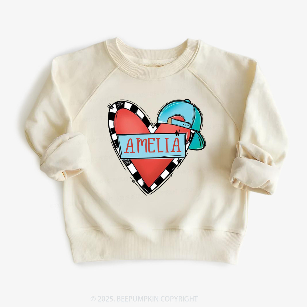 Personalized Cool Heart Valentine Kid's Sweatshirt