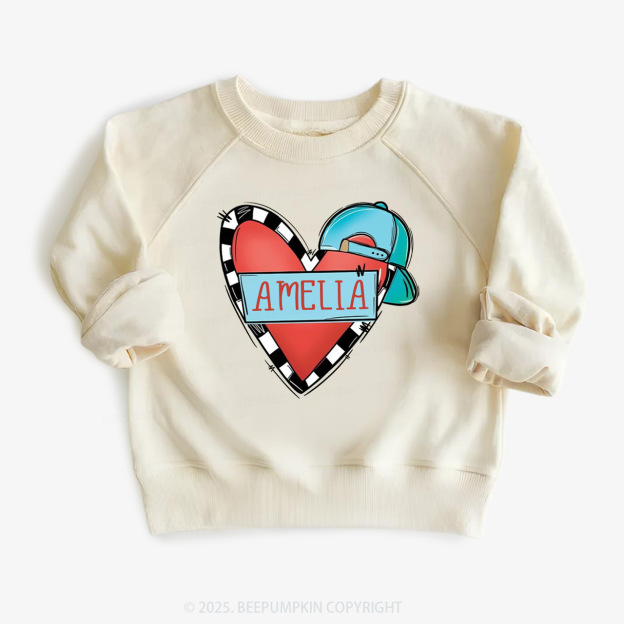 Personalized Cool Heart Valentine Kid's Sweatshirt