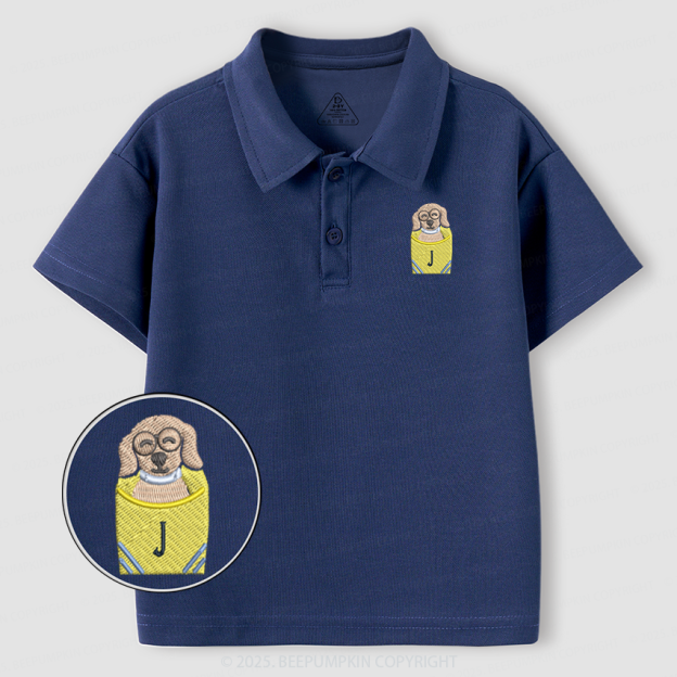 Embroidery Personalized Back To School Puppy Toddler&Kid's Polo Shirt Beepumpkin