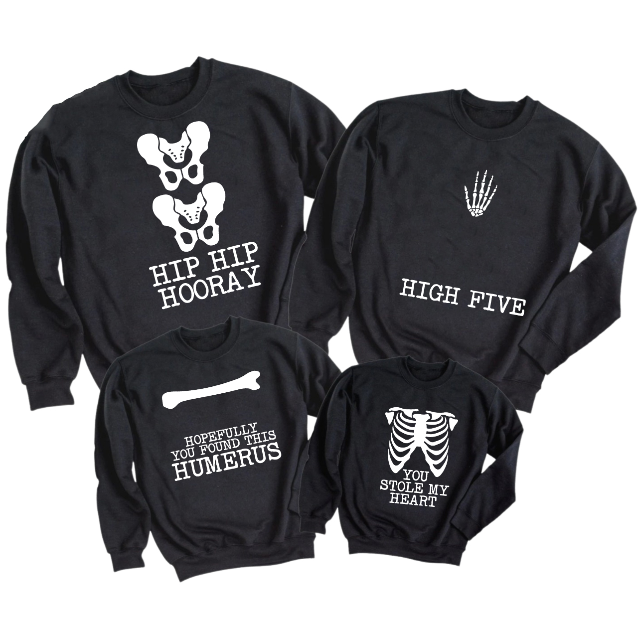 Skeleton Puns Funny Family Matching Halloween Party Sweatshirts