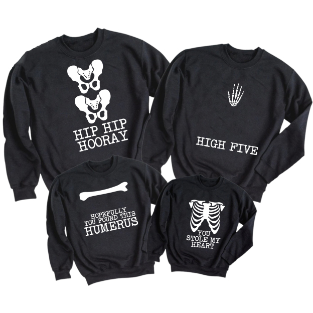 Skeleton Puns Funny Family Matching Halloween Party Sweatshirts