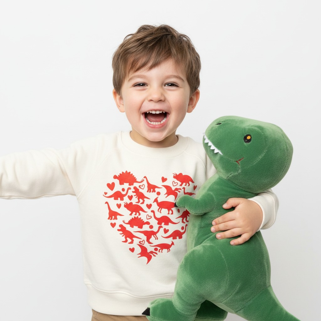 Dinosaur Valentine's Day Kid's Sweatshirt