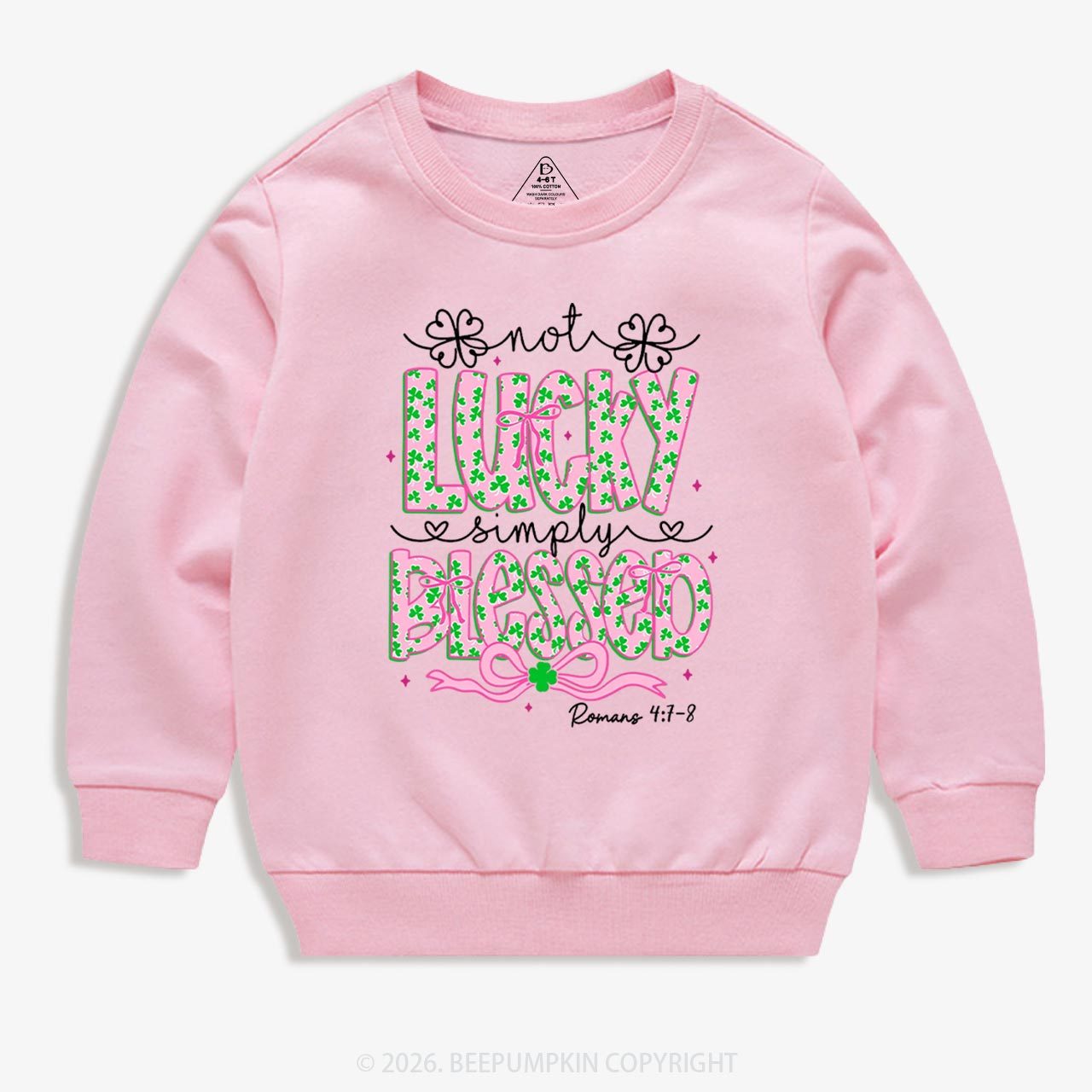 Not Lucky Simply Blessed St Patrick's Day Kid's Sweatshirt